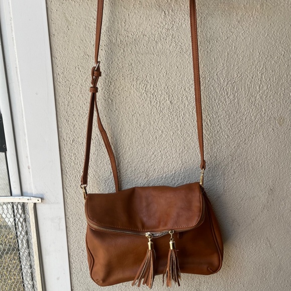 crossbody purse - cognac color - faux leather - Picture 2 of 6